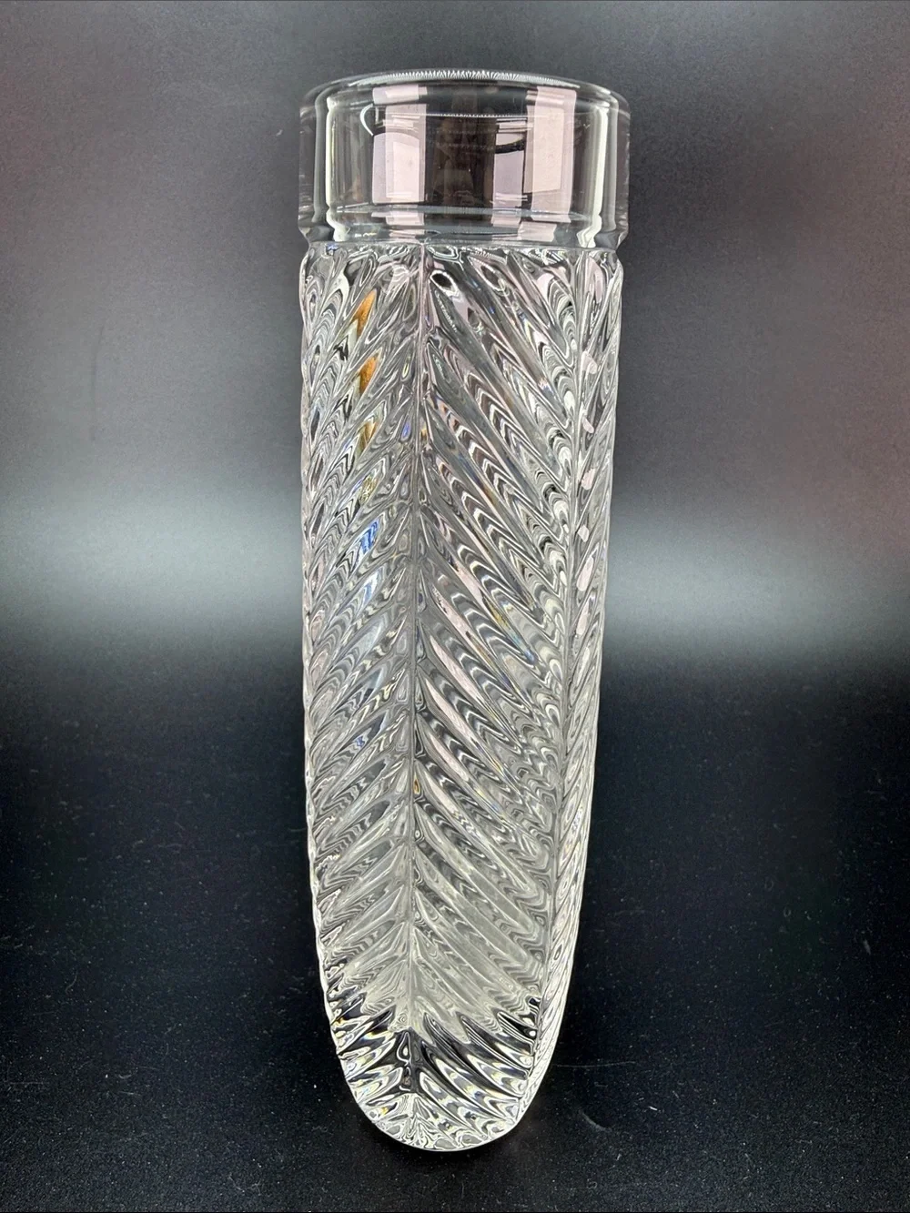 Ralph Lauren Herringbone Pattern Crystal Bud Flower Vase